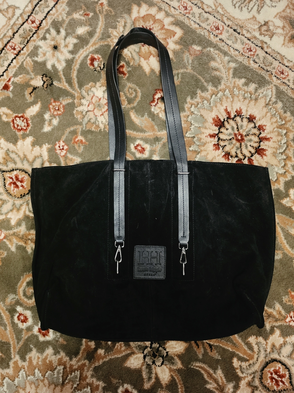 Haute Hippie Black Suede Tote with Leather Straps